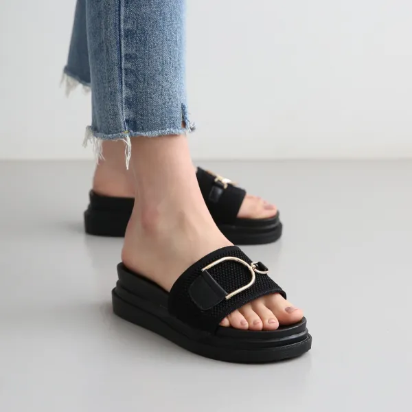 단골언니 오르딘 D링 장식 매쉬 통굽 슬리퍼