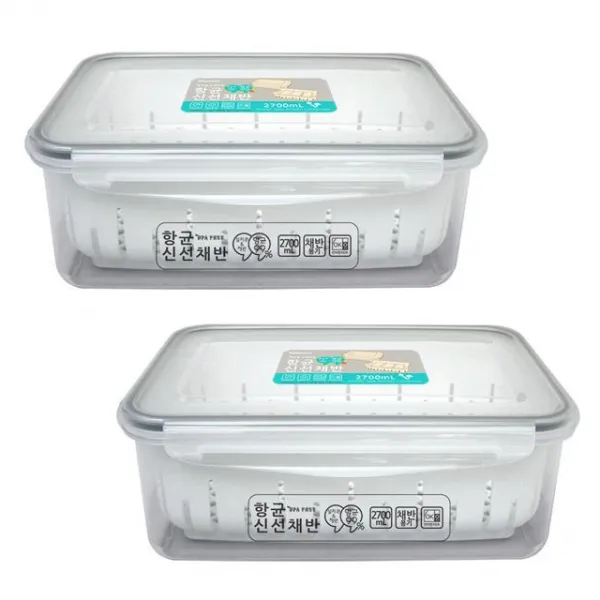 은스홈 신선 야채 냉장고 수납 채반 용기 2700ml, 2700ml 1+1