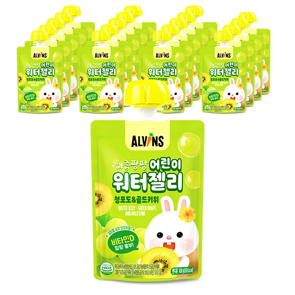 엘빈즈 과즙팡팡 어린이 워터젤리 100g, 청포도 + 골드키위 혼합맛, 20개