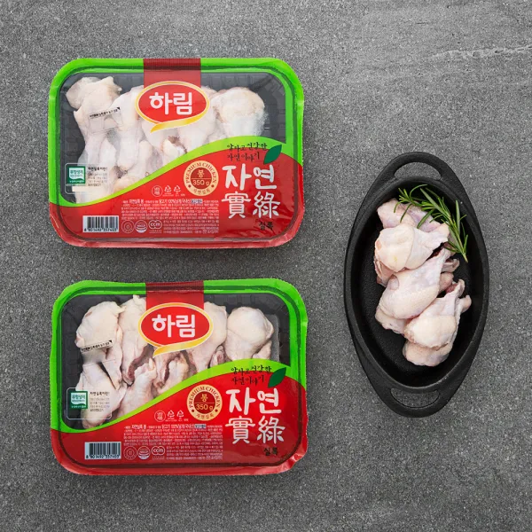 하림 무항생제 인증 자연실록 닭 봉 (냉장), 350g, 2팩