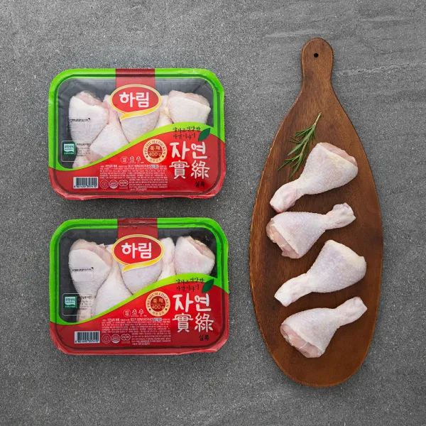 하림 무항생제 인증 자연실록 닭북채 냉장 400g 2팩