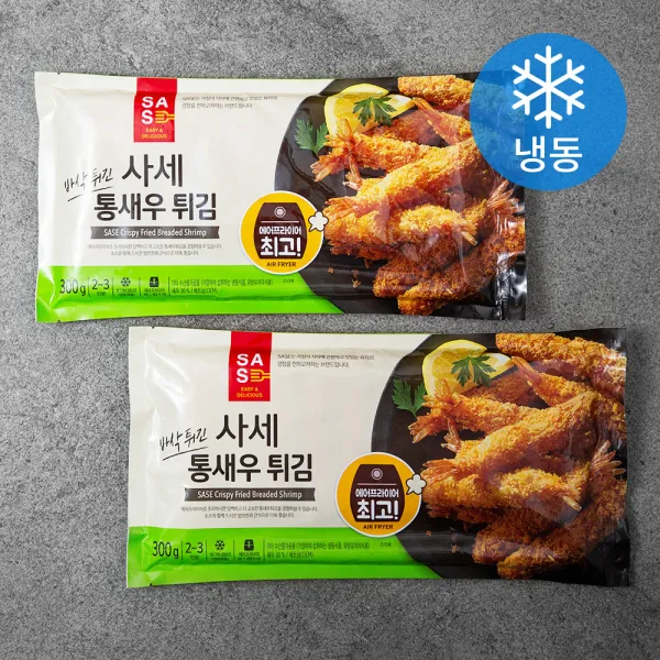 사세 바삭튀긴 통새우 튀김 (냉동), 300g, 2개