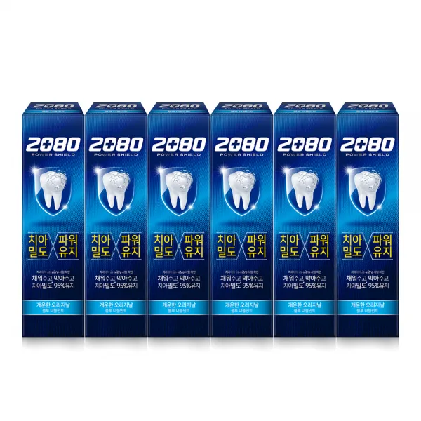 2080 파워 쉴드 치약 블루 더블민트, 150g, 6개