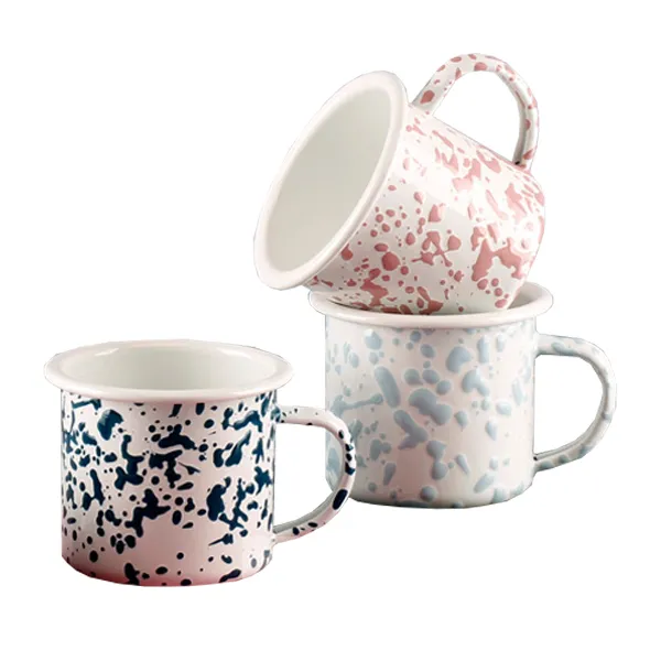 심플키친 화이트 마블 법랑머그 SK-038 330ml x 3종, 핑크, 스카이블루, 네이비, 1세트