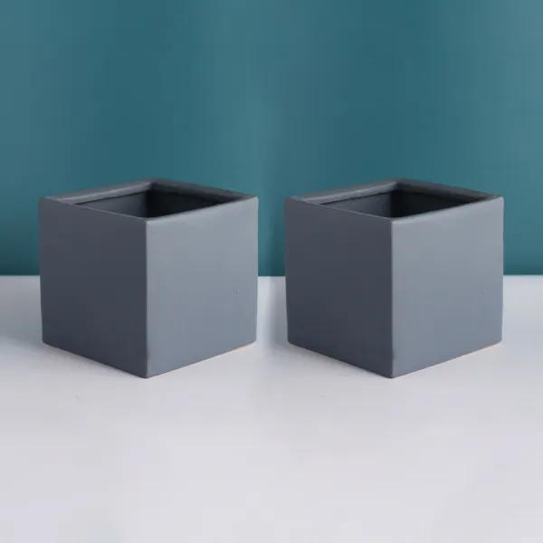알럽홈 육면체 세라믹 베이직 화분 2p, 그레이