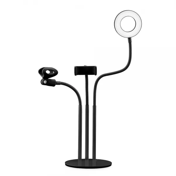 엑토 3 in 1 모바일 및 마이크 거치대 + LED 조명 MST-32, 블랙, 1개