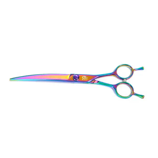리케이 무지개 커브 반려동물 미용가위 19.5cm C-7670-2, 혼합색상, 1개