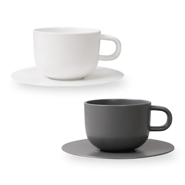 보울보울 볼볼홈파티 커피잔 350ml 2p + 소서 2p, 밀크화이트, 차콜그레이, 1세트