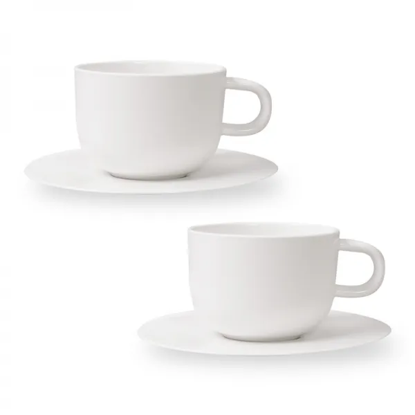 보울보울 볼볼 홈파티 커피잔 350ml + 소서 세트, 밀크화이트, 2세트