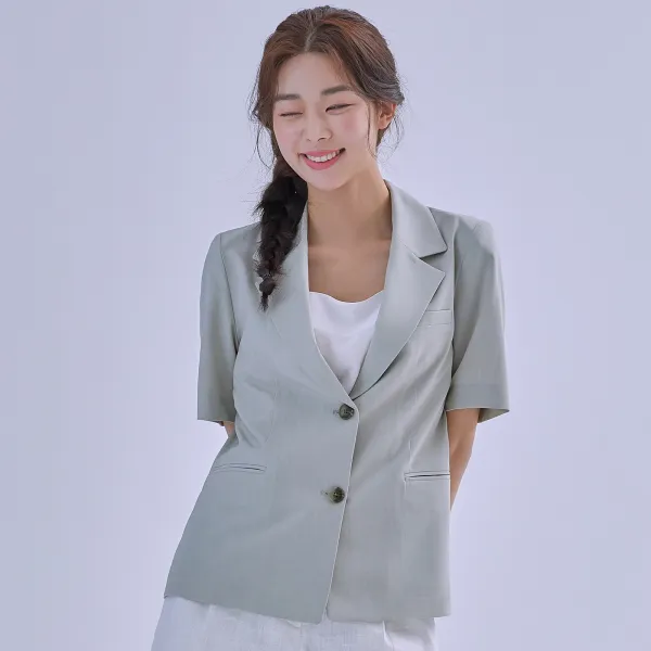 미쏘 여성용 머스트 테일러드 싱글 2버튼 반팔 자켓