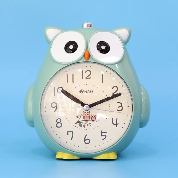 아남 멜로디 부엉이 무소음 인테리어 탁상 알람시계 민트