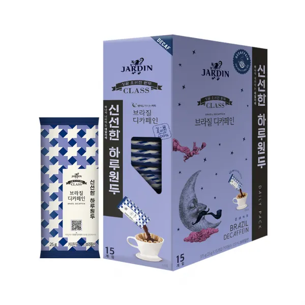 쟈뎅 클래스 신선한 하루 싱글 오리진 원두 브라질 디카페인 분쇄 25g