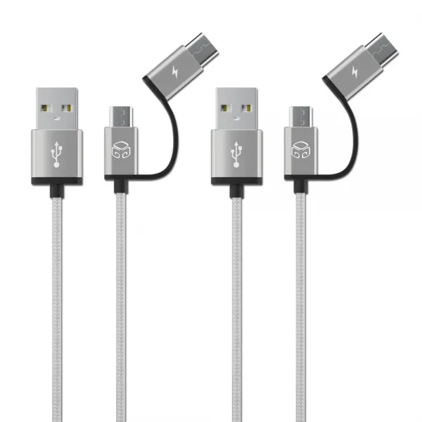 디지지 C타입 5핀 Usb 2in1 고속 충전 케이블 150cm 실버 2개