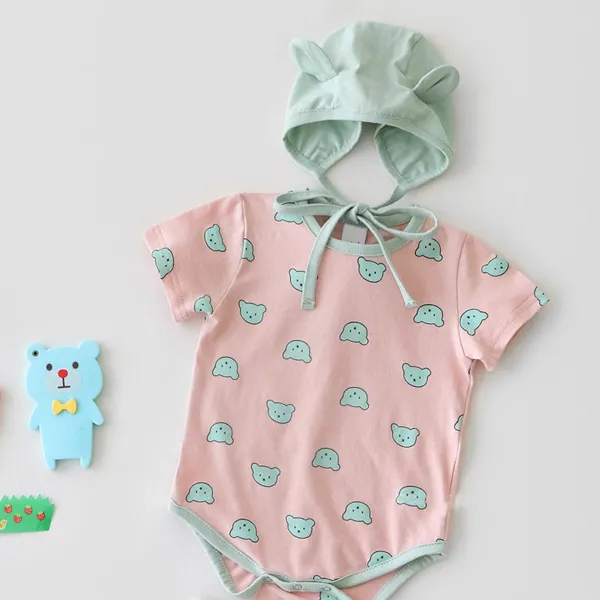 아기곰 라인 바디수트 + 두건 세트 R1902