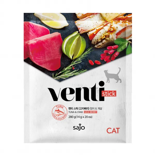 사조동아원 벤티 스틱 고양이 간식 14g 참치 + 게살 혼합맛 20개