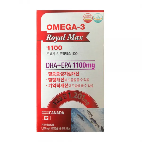 명문제약 오메가3 로얄맥스1100 216.18g, 180정, 1개