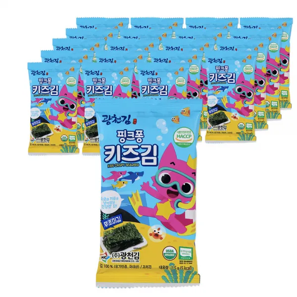 광천김 X 핑크퐁 키즈김 무조미 김 1.5g, 20개