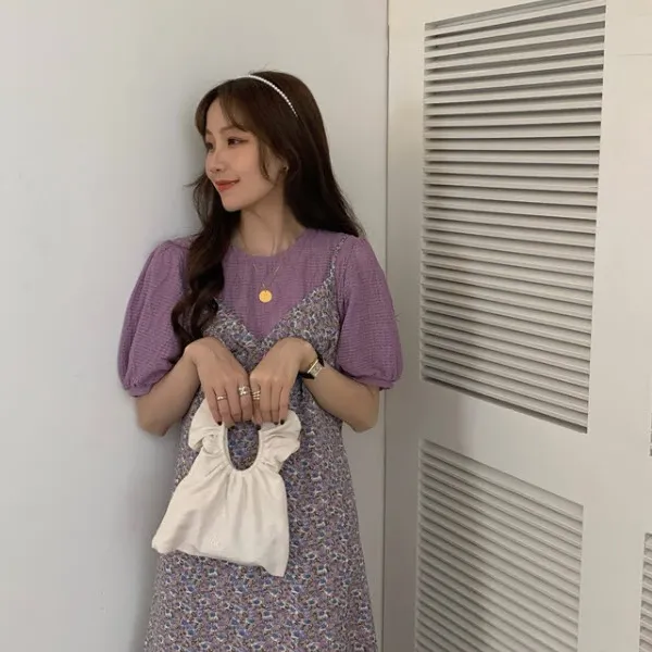 코코블랑 브린 퍼프 블라우스 + 원피스 세트