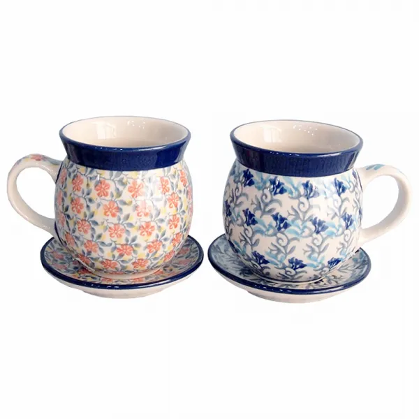세라미카아티스티나 레이디 머그 250ml x 2종 + 소서 2종 세트, AT-1699, AT-2205, 1세트