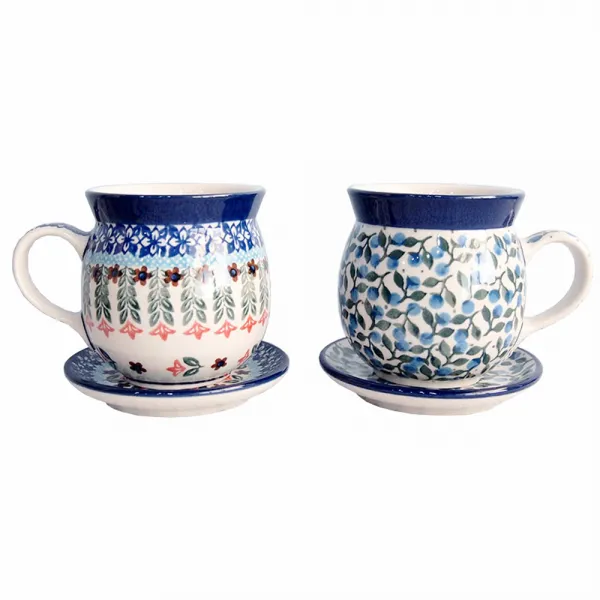 세라미카아티스티나 레이디 머그 250ml x 2종 + 소서 2종 세트, AT-1366, AT-1658, 1세트