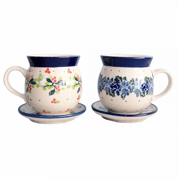 세라미카아티스티나 레이디 머그 250ml x 2종 + 소서 2종 세트, AT-553, AT-2390, 1세트