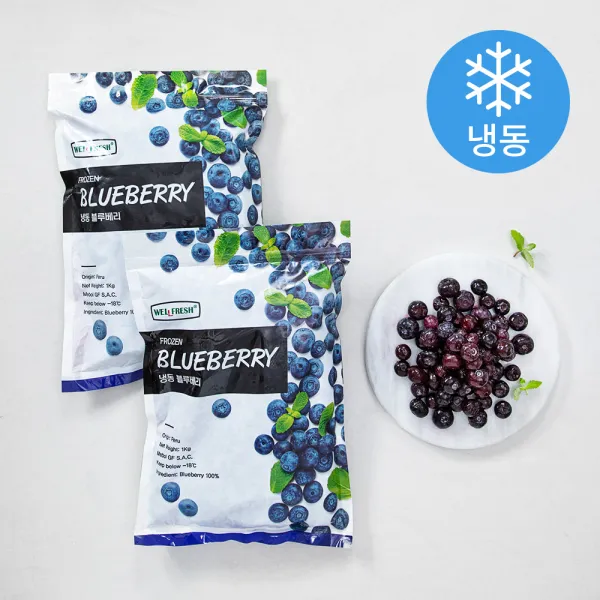 웰프레쉬 냉동 페루산 블루베리 (냉동), 1kg, 2봉