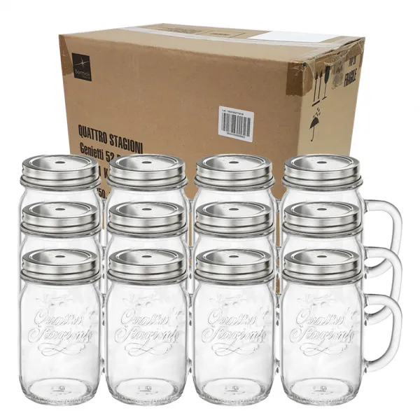 보르미올리 콰트로 스타지오니 칵테일 핸들자 유리저장병, 415ml, 12개