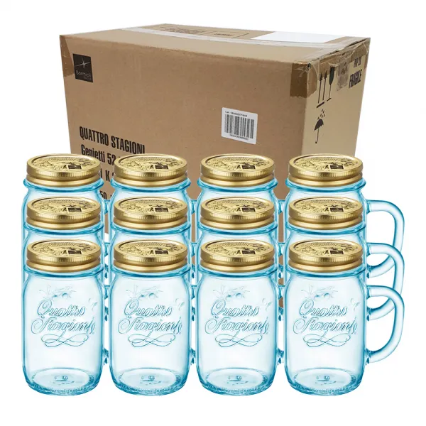 보르미올리 콰트로 스타지오니 핸들자 유리저장병 블루, 415ml, 12개