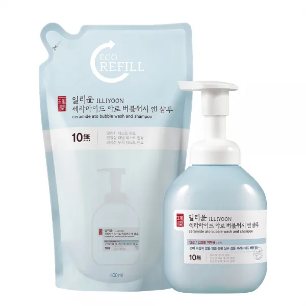 일리윤 세라마이드 아토 버블워시 앤 샴푸 400ml + 리필 400ml 세트 1세트