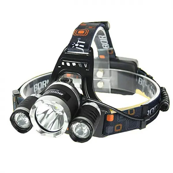 LED 헤드랜턴 3XCREE XML-T6 MAX 6000LM, 검정색, 1개