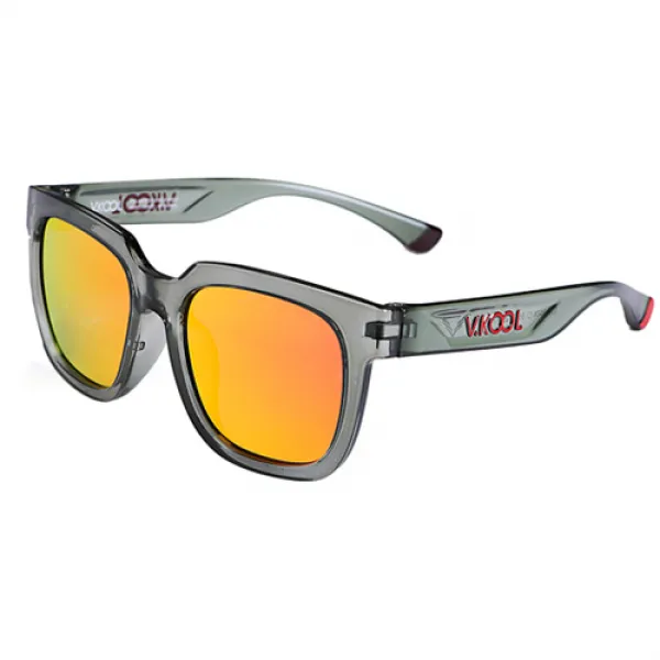 VKOOL 편광렌즈 선글라스 VK-2001 + 도수클립, 레드 + 투명그레이