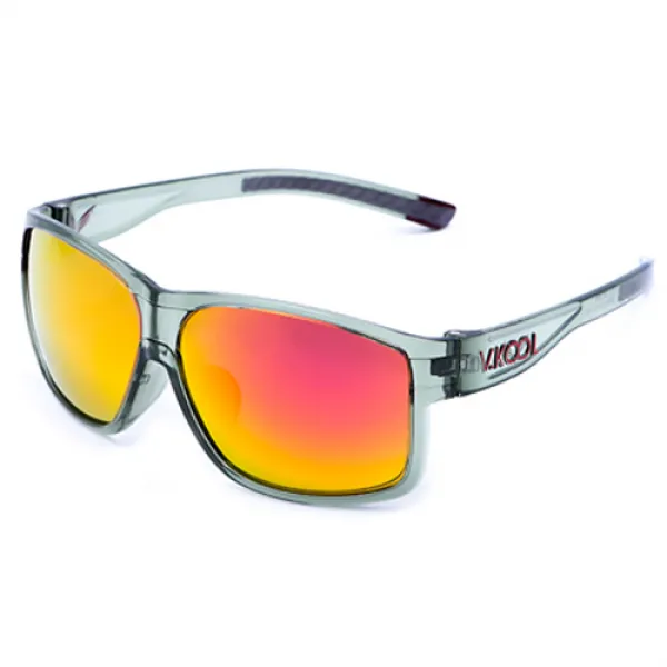 VKOOL 편광렌즈 선글라스 VK-2005 + 도수클립, 레드 + 투명그레이