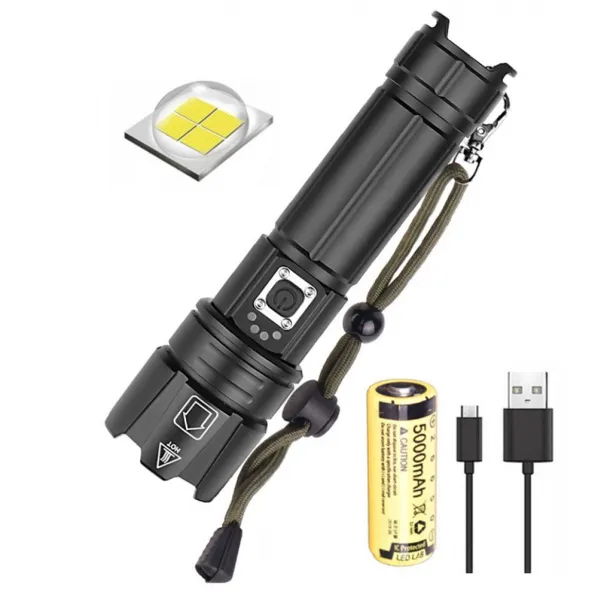 XHP70 X72 랜턴 + 26650 충전지, 블랙, 1세트