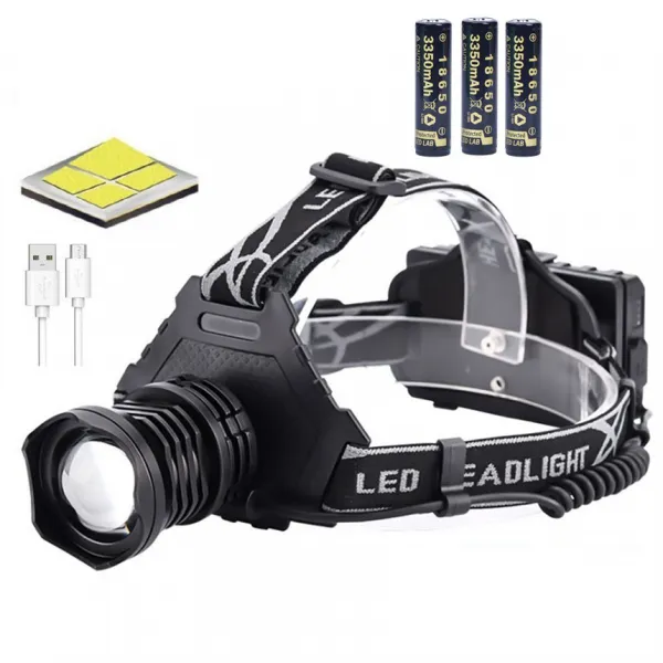 XHP70 LEDLAB XC-P70 헤드랜턴 + 18650 충전지 3p, 블랙, 1세트