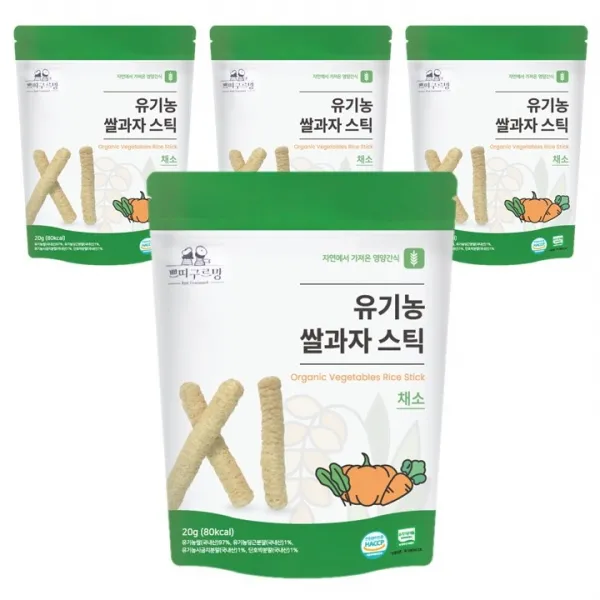 쁘띠구르망 유기농 쌀과자 스틱 20g, 채소, 4개