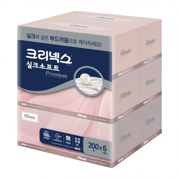 크리넥스 실크소프트 프리미엄 미용티슈 2겹, 200개입, 6개