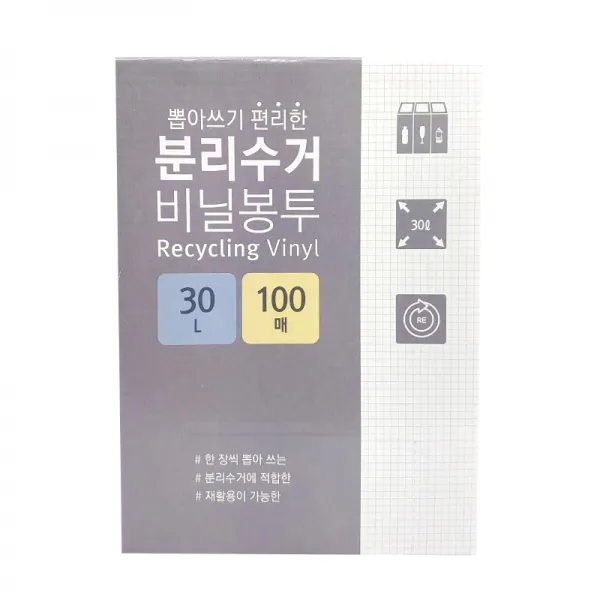 생활미소 분리수거 비닐봉투, 30L, 100매