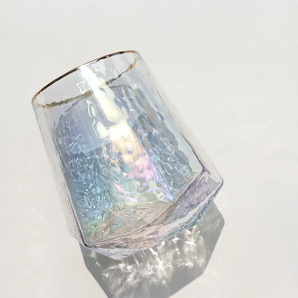 코지테이블 골드라인 홀로그램 유리컵 오로라 언더락 550ml 1개