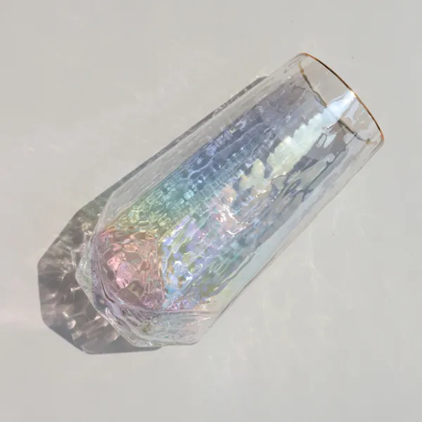 코지테이블 골드라인 홀로그램 유리컵 오로라 하이볼 450ml 혼합색상 1개