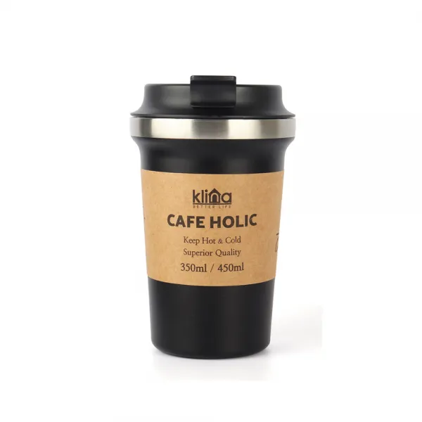 클리나 카페홀릭 보온 보냉 진공 스텐 텀블러, 블랙, 350ml