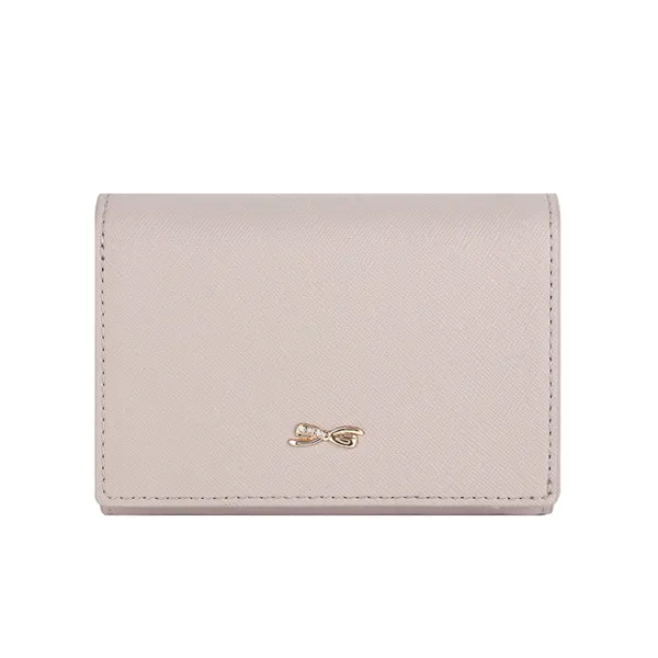 클루 리본 가죽 중지갑