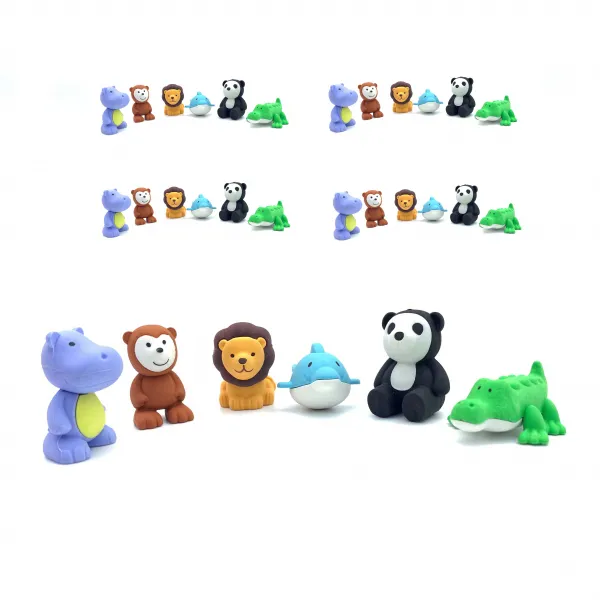 뮤엠교육 뮤고랑 동물 지우개 6종 세트, 사자, 하마, 악어, 돌고래, 판다, 원숭이, 5세트