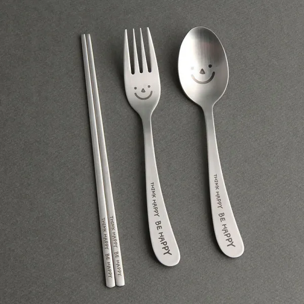 인스푼 어린이 Think Happy Be Happy 숟가락 + 젓가락 + 포크 세트 맏이 1세트