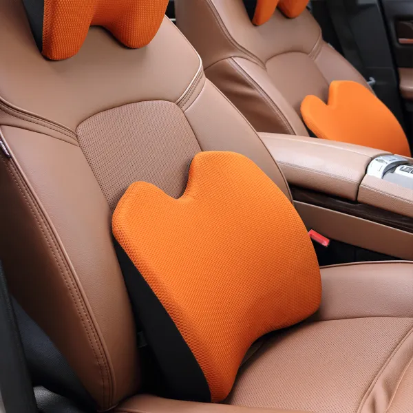 다니카 차량용 메모리폼 등 허리 쿠션 Yo 777 오렌지