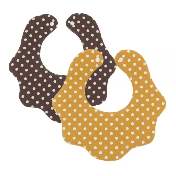 유아 물방울 턱받이 2종 세트 머스타드 브라운 1세트