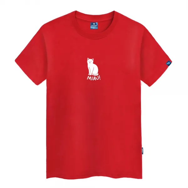 진마니아 흰고양이 라운드 반팔 티셔츠 Ts 086