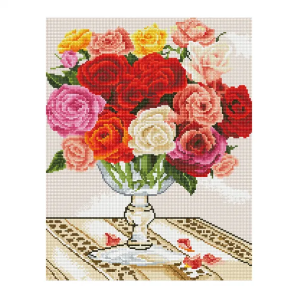 아이러브페인팅 정물 DIY 보석십자수 40 x 50 cm, 장미화병, 1세트