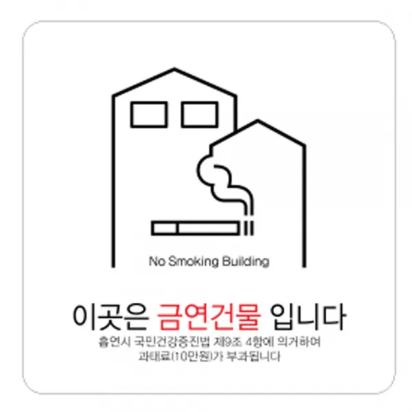 디자인다빈치 금연구역 안내 표지판 화이트 250 x 250 x 5 mm, 금연건물 과태료, 1개