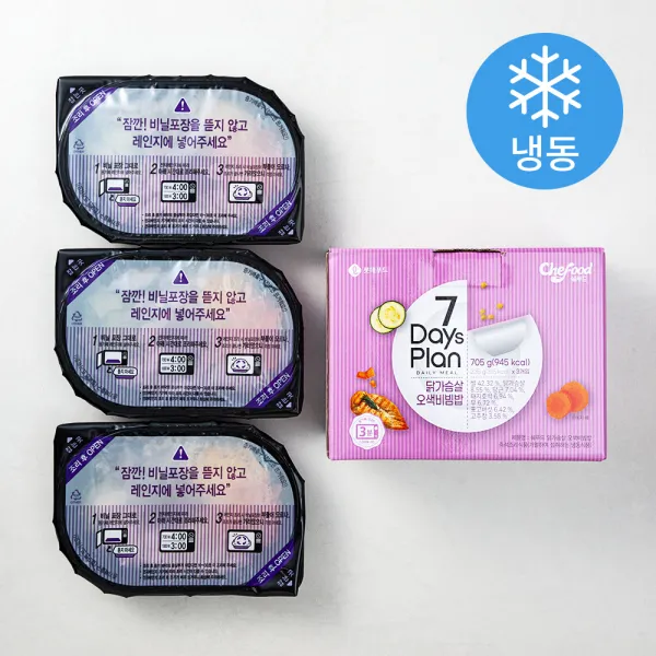 쉐푸드 세븐데이즈 닭가슴살 오색비빔밥 냉동 235g 3입