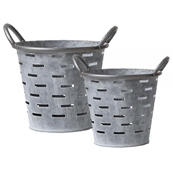 타공 양철통 손잡이 바스켓 M + L 단일색상 1세트